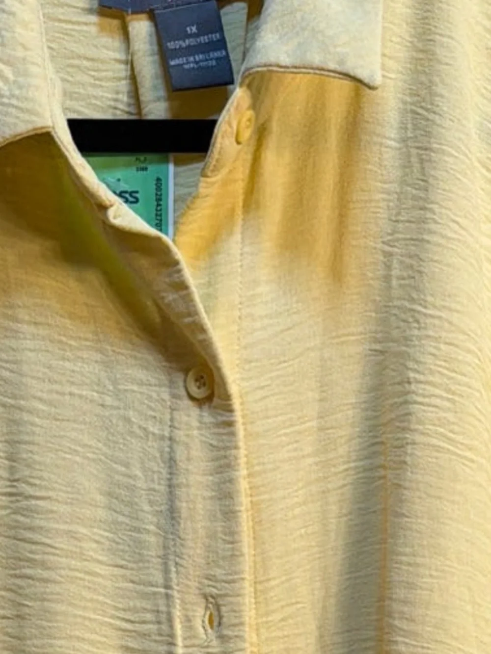 Sleeveless Button-Front Yellow Women's Top - Picture 2 of 3